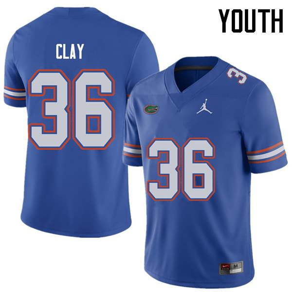 NCAA Florida Gators Robert Clay Youth #36 Jordan Brand Royal Stitched Authentic College Football Jersey UWS2764QV